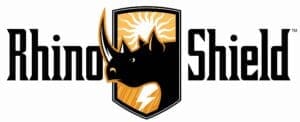 Rhino Shield logo with rhino illustration.